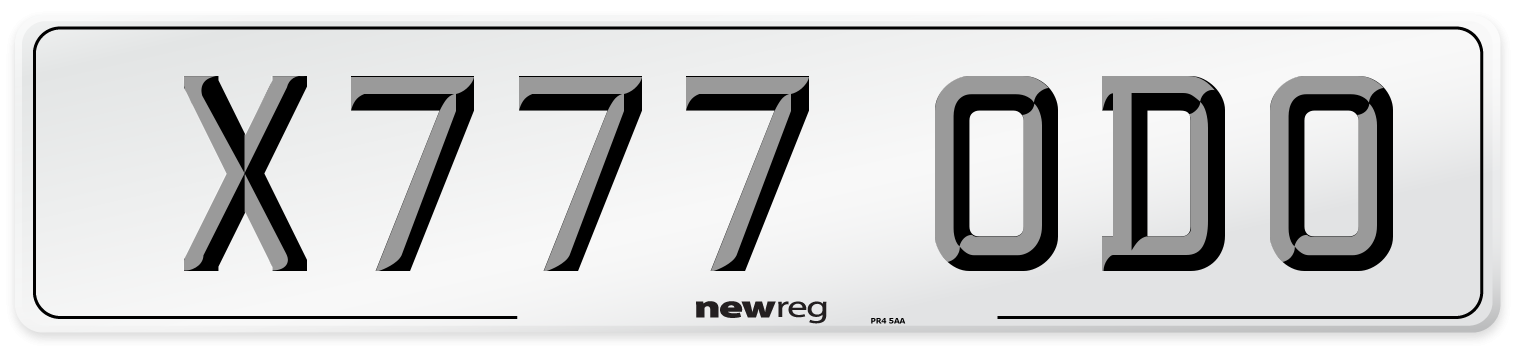 X777 ODO Number Plate from New Reg
